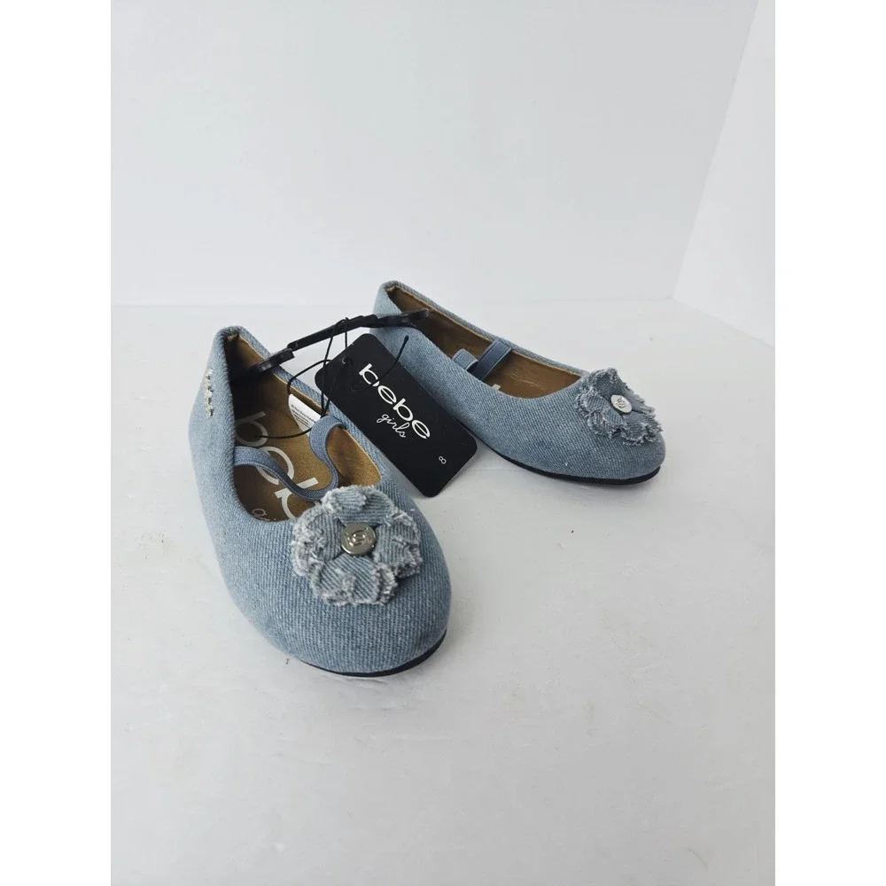 NEW Bebe Girls Toddler Shoes‎ Denim sz 8 Flats floral